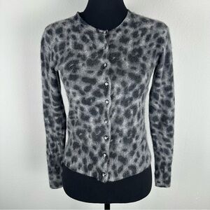 Apt.9 100% Cashmere Leopard Print Button Up Cardigan Size Medium Fits Like Small